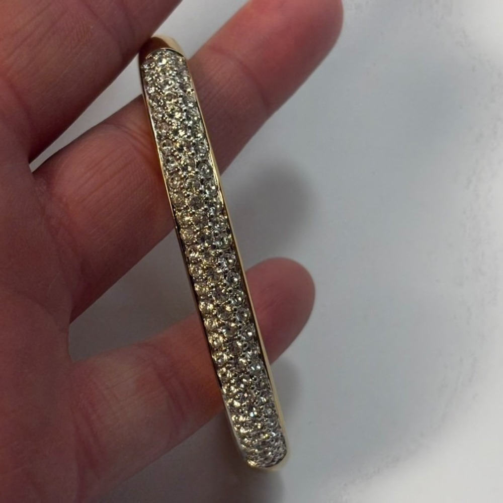 Swarovski Bangle Gold Pave Crystal Hinge Oval Bracelet - Picture 15 of 16